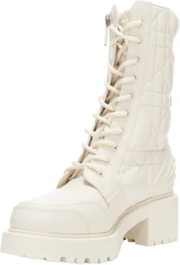 Dior Vintage Pre-owned Leather boots White Dames