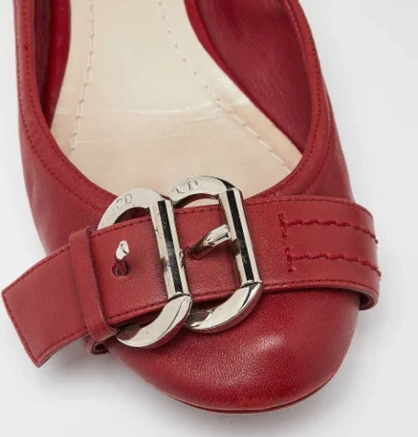 Dior Vintage Pre-owned Leather flats Red Dames
