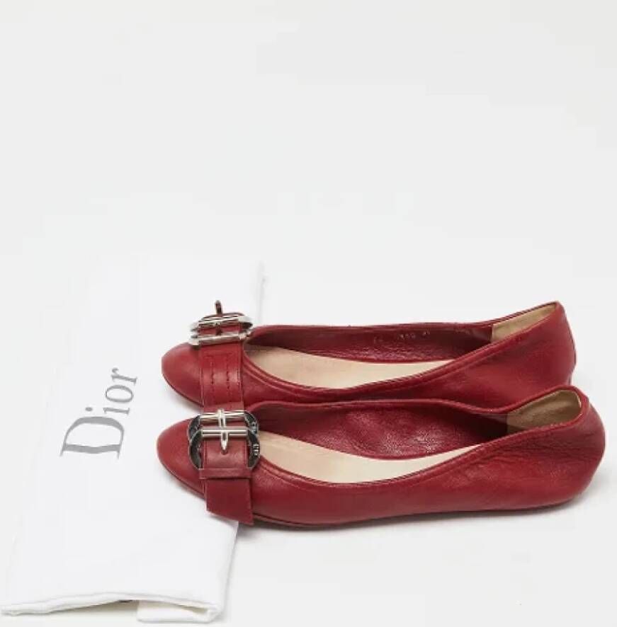 Dior Vintage Pre-owned Leather flats Red Dames