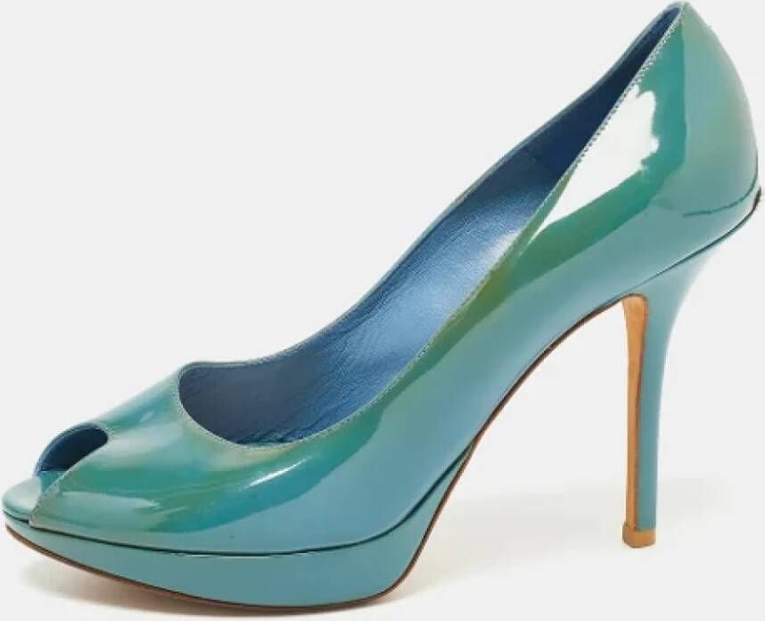 Dior Vintage Pre-owned Leather heels Blue Dames