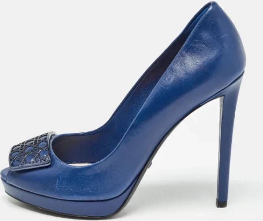 Dior Vintage Pre-owned Leather heels Blue Dames