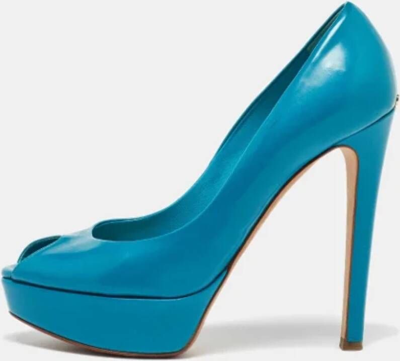 Dior Vintage Pre-owned Leather heels Blue Dames