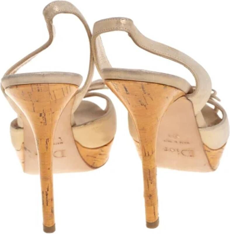 Dior Vintage Pre-owned Leather sandals Beige Dames
