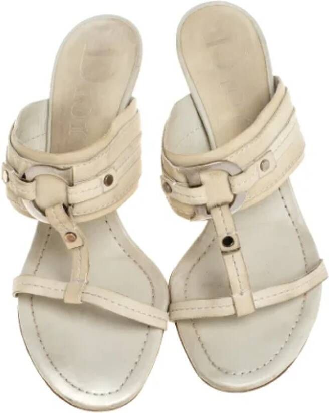 Dior Vintage Pre-owned Leather sandals Beige Dames