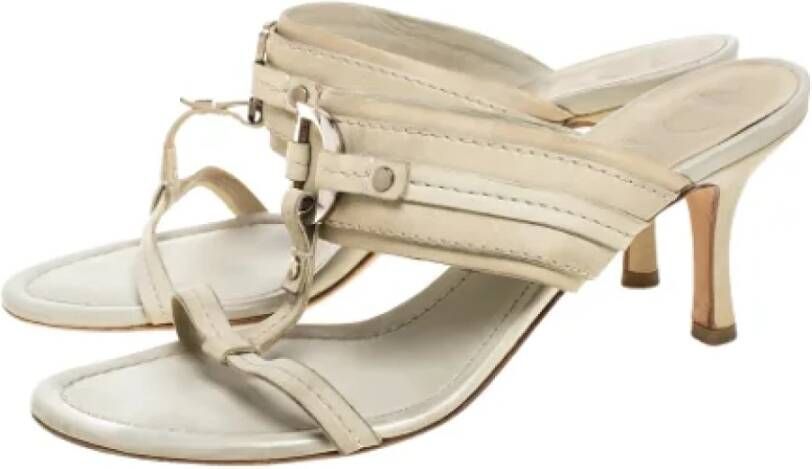 Dior Vintage Pre-owned Leather sandals Beige Dames