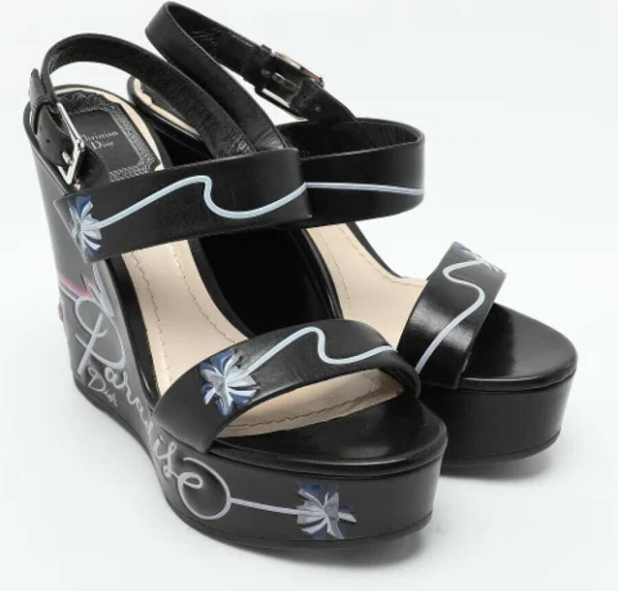 Dior Vintage Pre-owned Leather sandals Black Dames