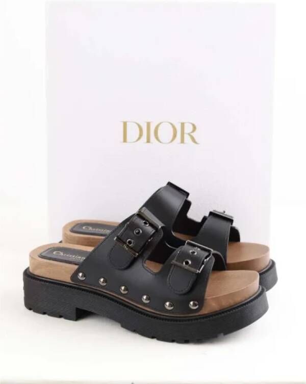 Dior Vintage Pre-owned Leather sandals Black Dames