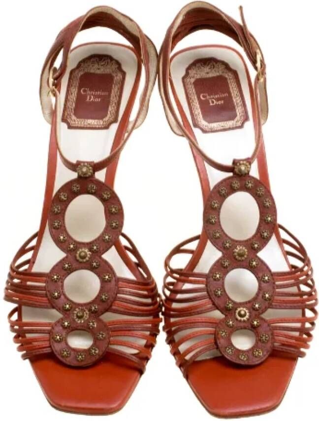 Dior Vintage Pre-owned Leather sandals Brown Dames