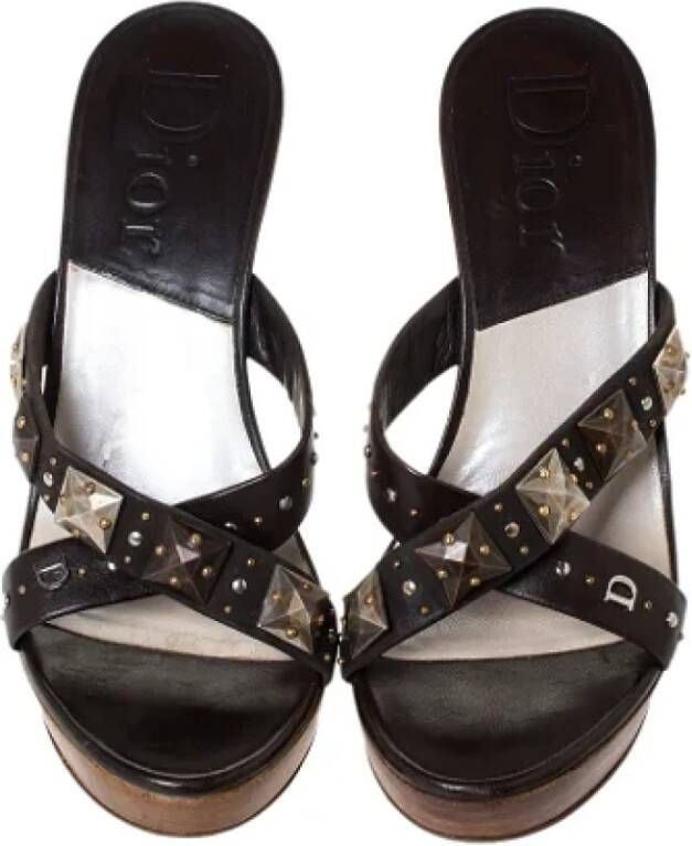 Dior Vintage Pre-owned Leather sandals Brown Dames