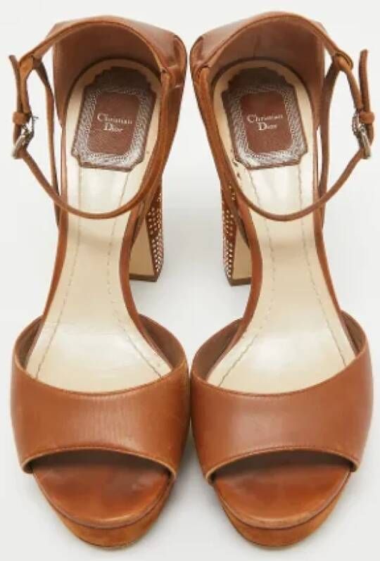 Dior Vintage Pre-owned Leather sandals Brown Dames