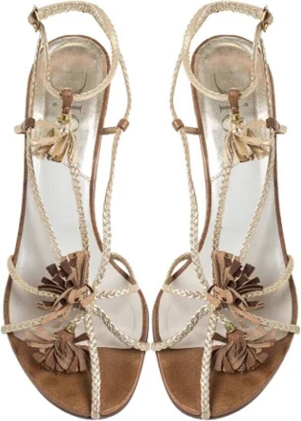 Dior Vintage Pre-owned Leather sandals Gray Dames