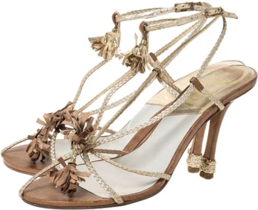 Dior Vintage Pre-owned Leather sandals Gray Dames