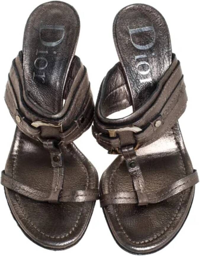 Dior Vintage Pre-owned Leather sandals Gray Dames