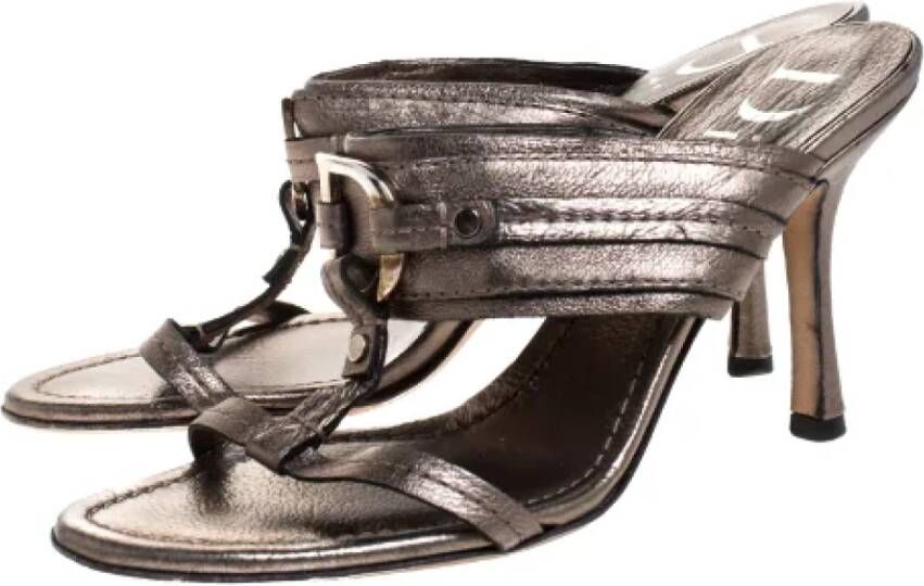 Dior Vintage Pre-owned Leather sandals Gray Dames