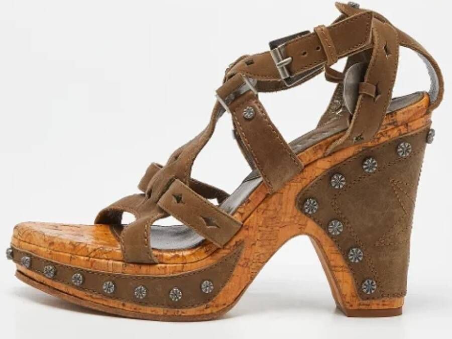 Dior Vintage Pre-owned Leather sandals Green Dames