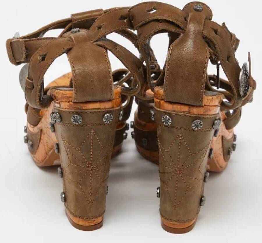 Dior Vintage Pre-owned Leather sandals Green Dames