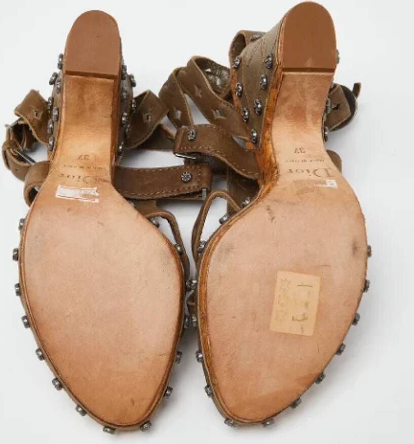 Dior Vintage Pre-owned Leather sandals Green Dames