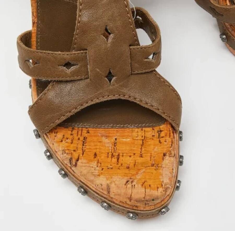 Dior Vintage Pre-owned Leather sandals Green Dames