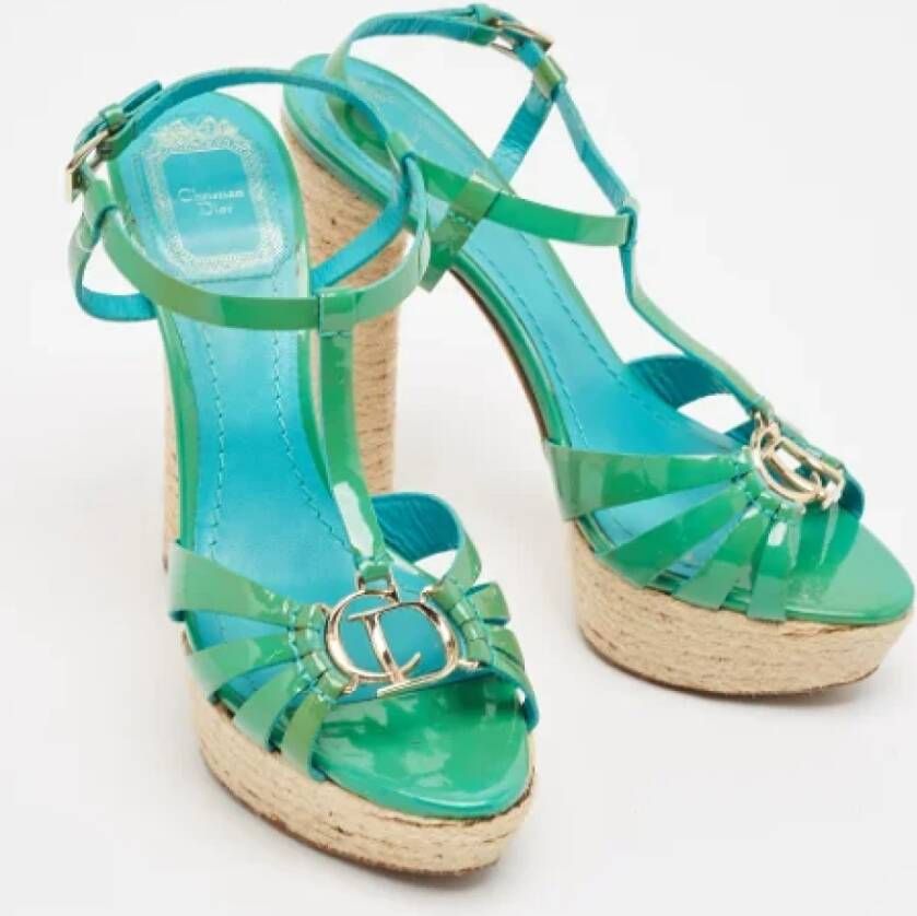 Dior Vintage Pre-owned Leather sandals Green Dames