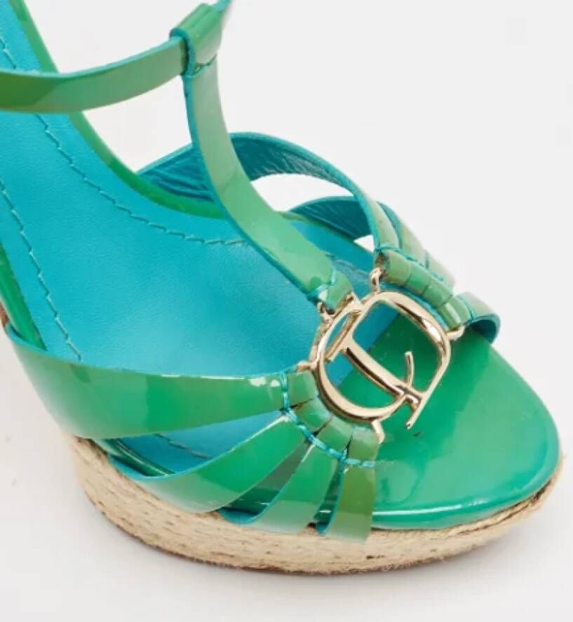 Dior Vintage Pre-owned Leather sandals Green Dames