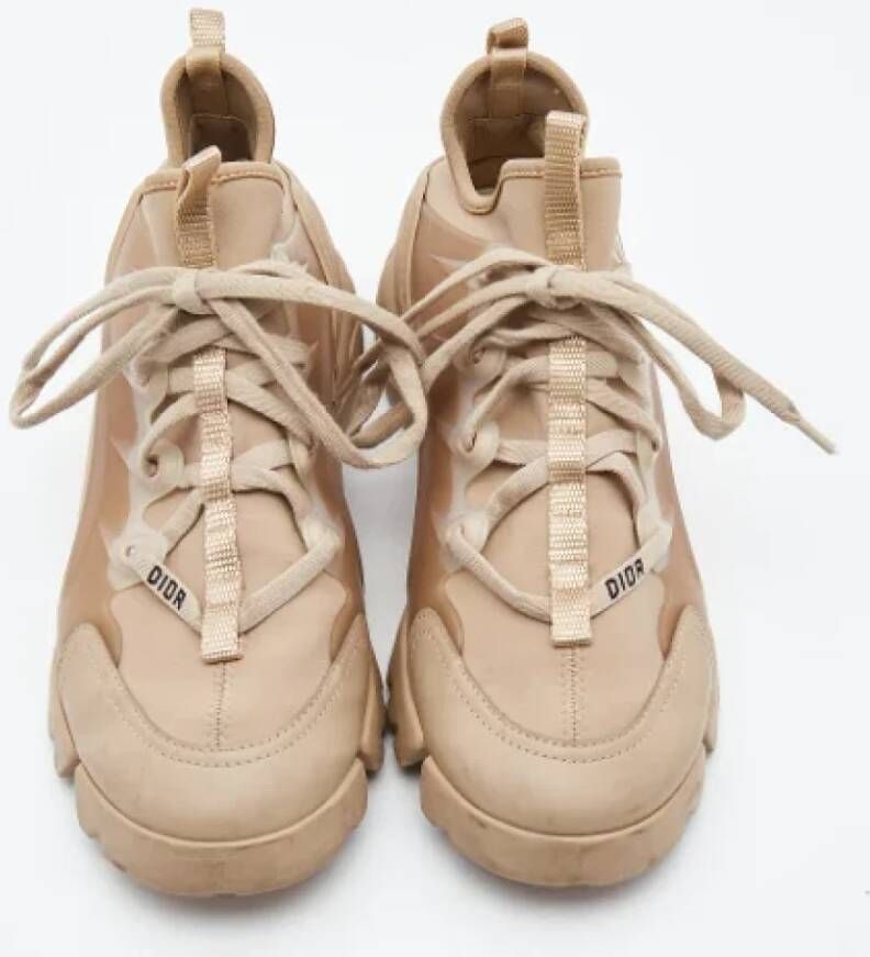 Dior Vintage Pre-owned Leather sneakers Beige Dames