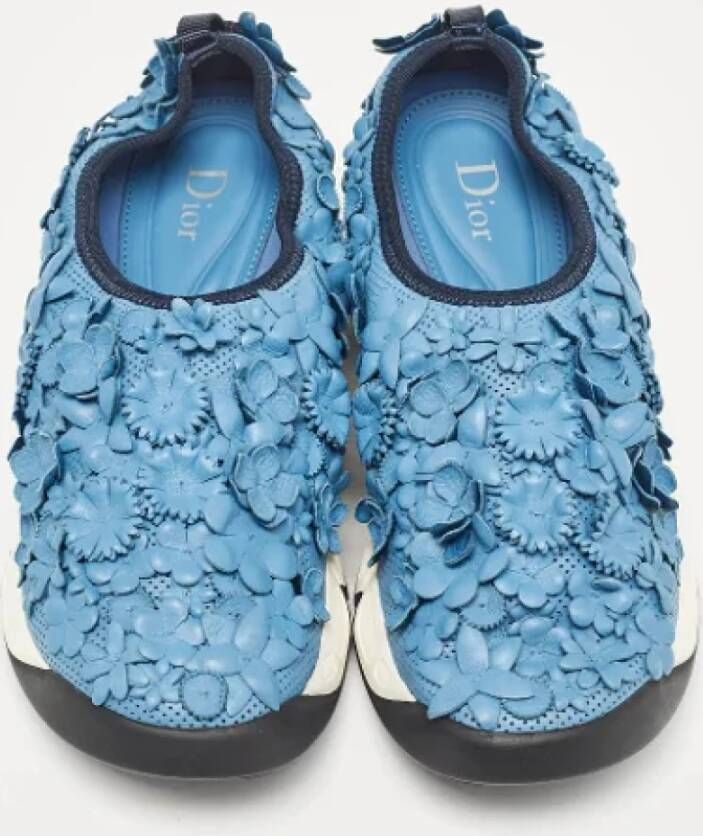 Dior Vintage Pre-owned Leather sneakers Blue Dames