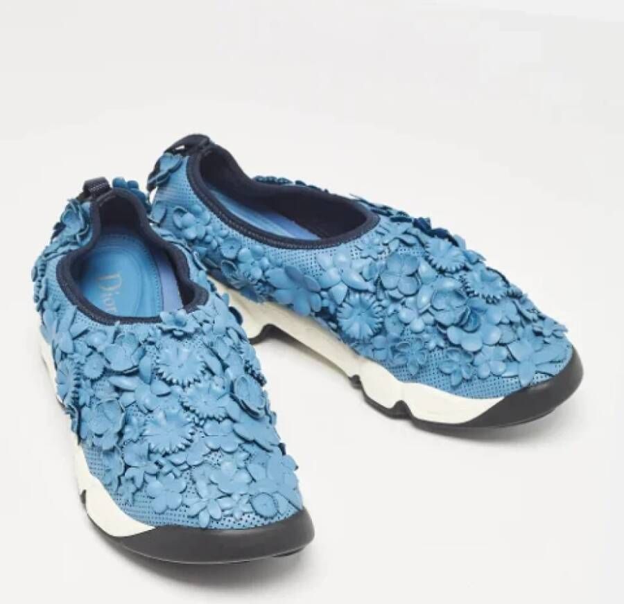 Dior Vintage Pre-owned Leather sneakers Blue Dames