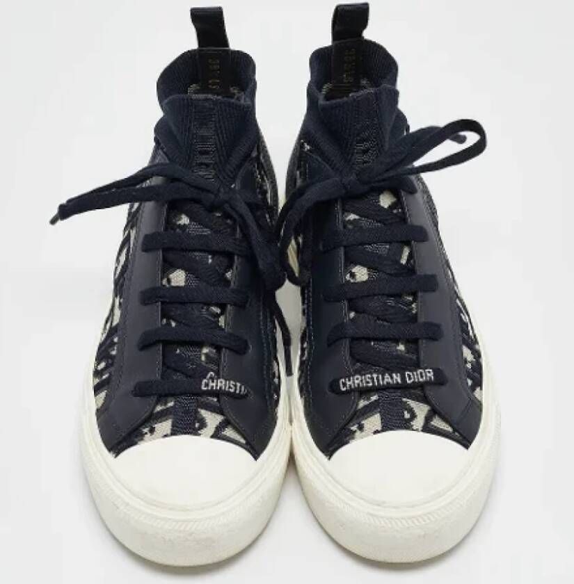 Dior Vintage Pre-owned Leather sneakers Blue Dames