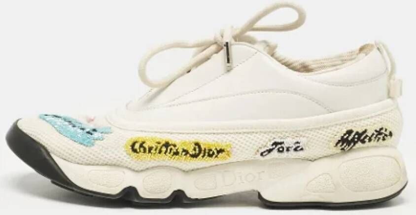 Dior Vintage Pre-owned Leather sneakers White Dames