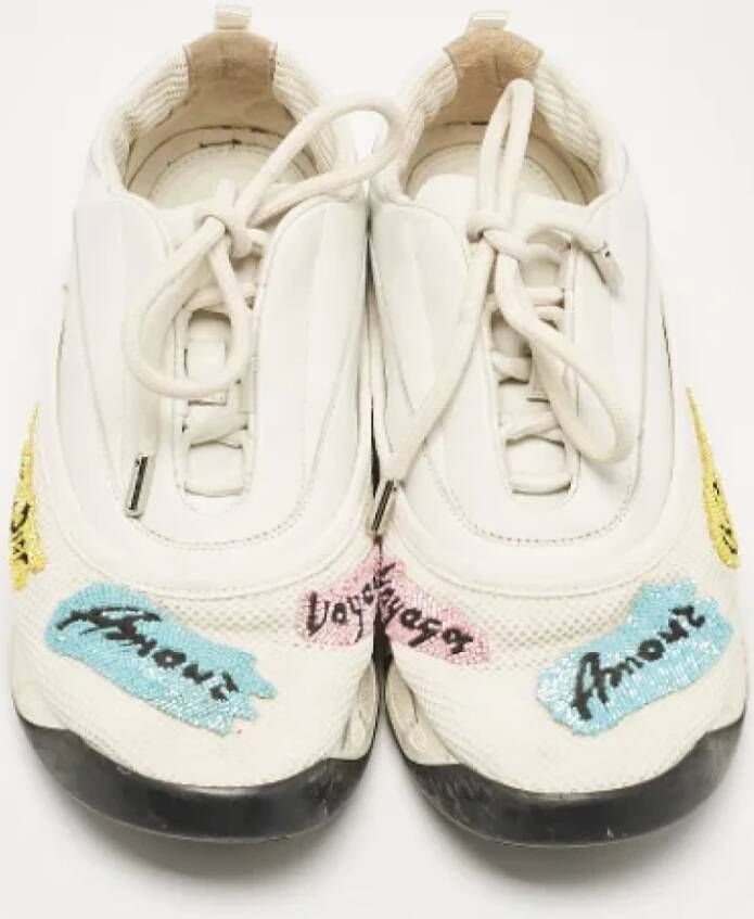 Dior Vintage Pre-owned Leather sneakers White Dames