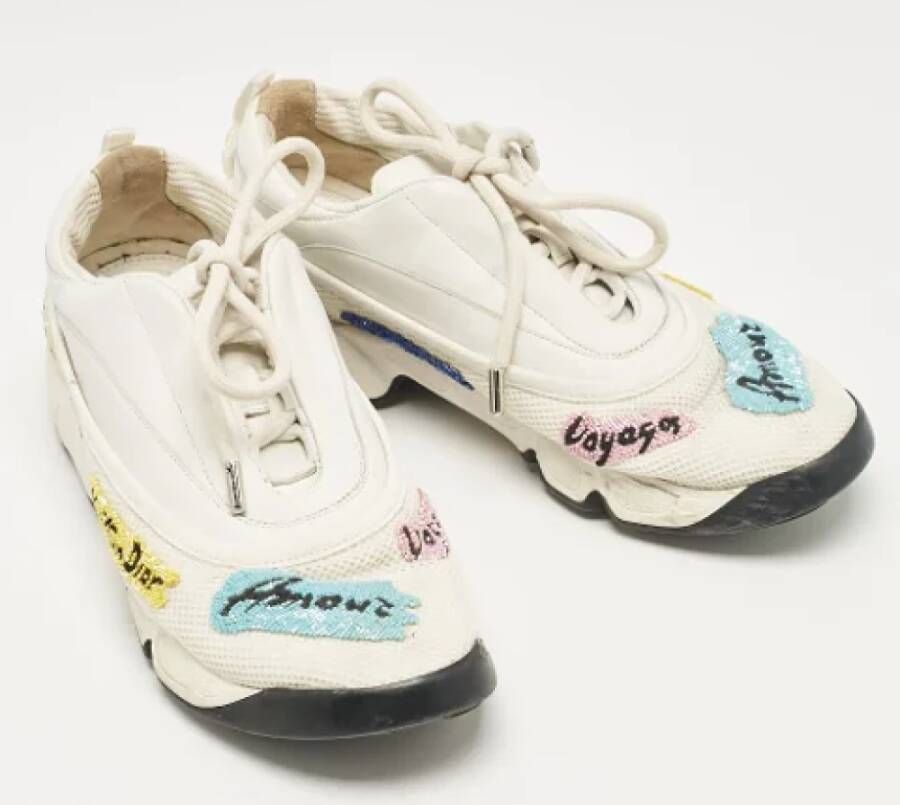Dior Vintage Pre-owned Leather sneakers White Dames