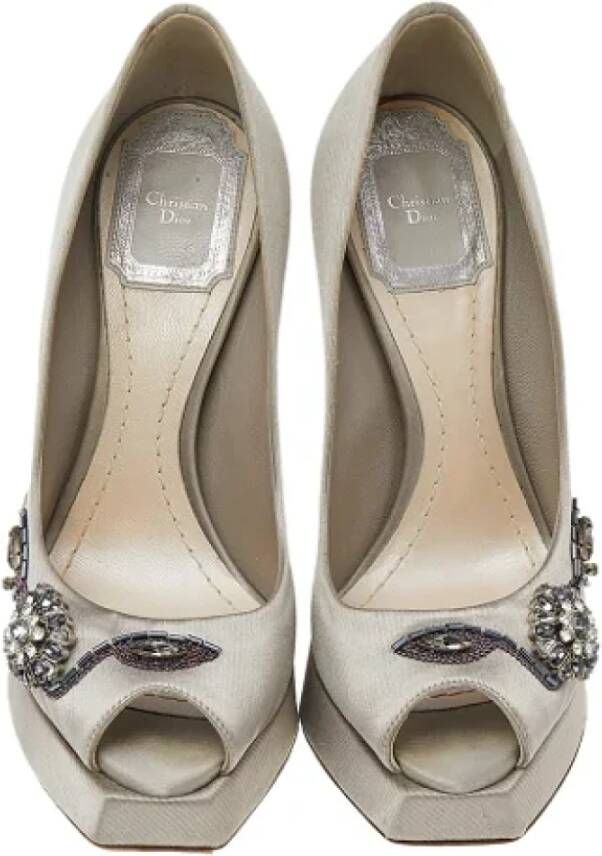 Dior Vintage Pre-owned Satin heels Gray Dames