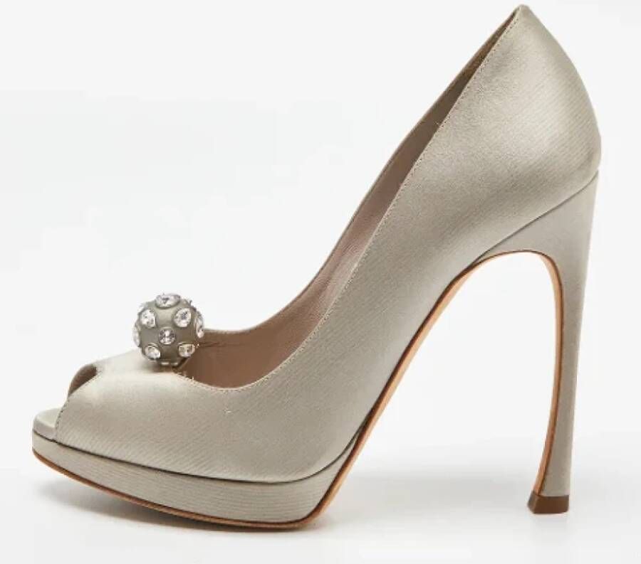 Dior Vintage Pre-owned Satin heels Gray Dames