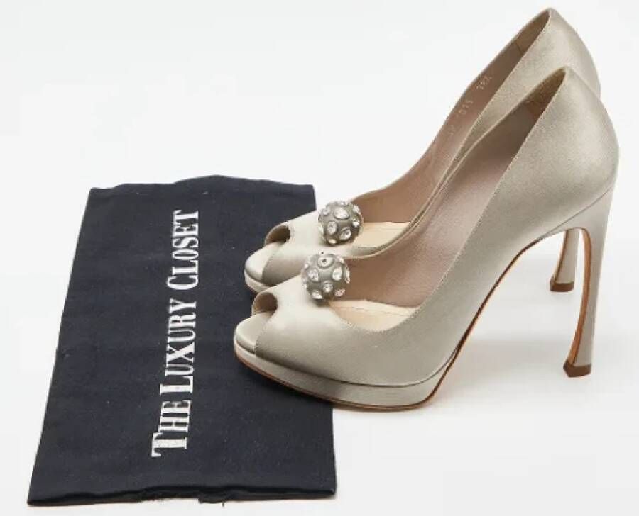 Dior Vintage Pre-owned Satin heels Gray Dames