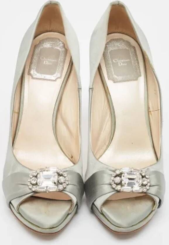 Dior Vintage Pre-owned Satin heels Gray Dames