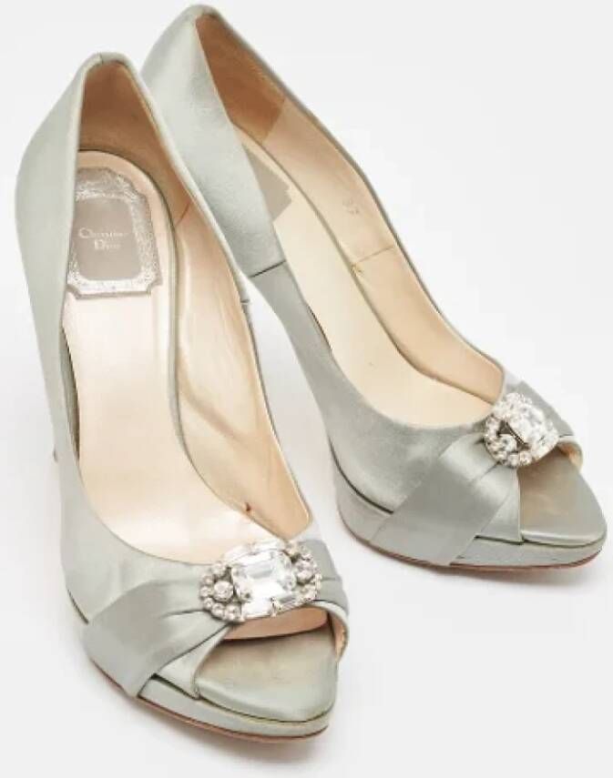 Dior Vintage Pre-owned Satin heels Gray Dames