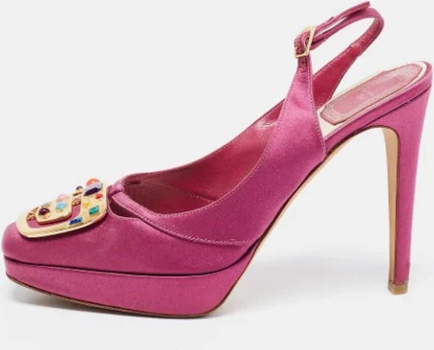 Dior Vintage Pre-owned Satin heels Purple Dames