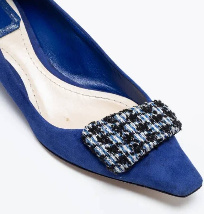 Dior Vintage Pre-owned Suede flats Blue Dames