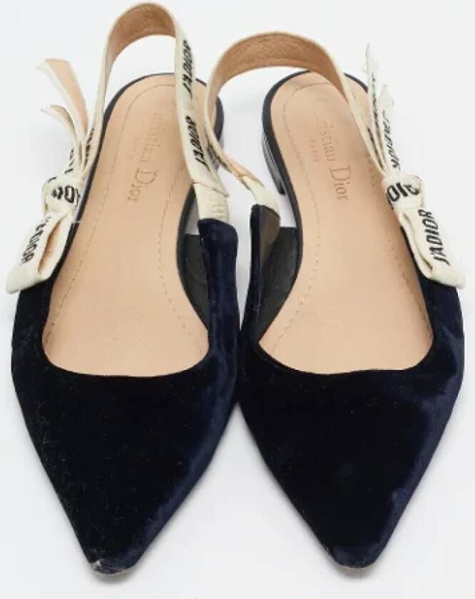 Dior Vintage Pre-owned Velvet flats Blue Dames