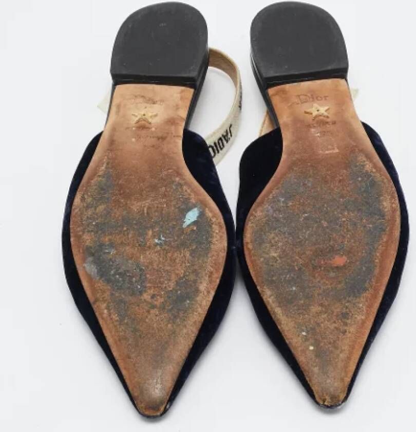 Dior Vintage Pre-owned Velvet flats Blue Dames