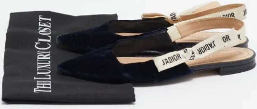 Dior Vintage Pre-owned Velvet flats Blue Dames