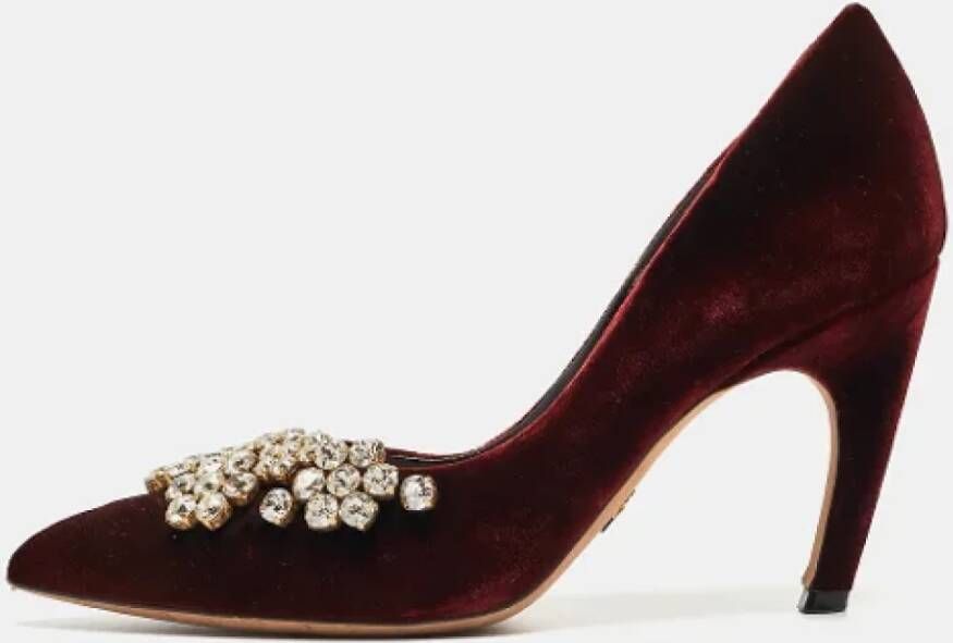 Dior Vintage Pre-owned Velvet heels Red Dames