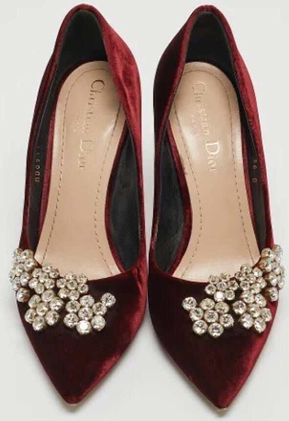 Dior Vintage Pre-owned Velvet heels Red Dames