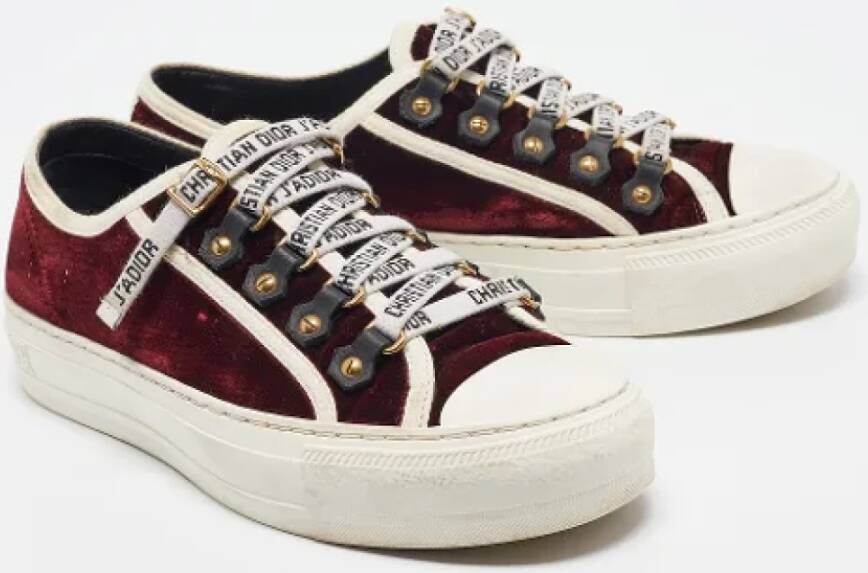 Dior Vintage Pre-owned Velvet sneakers Red Dames