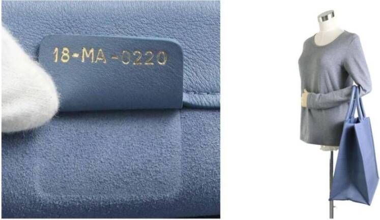 Dior Vintage Tweedehands Dior Book Tote Blauwe Leren Tas