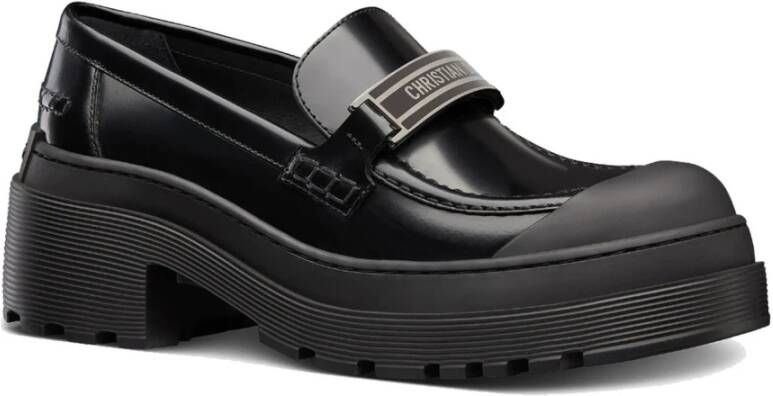 Dior Zwarte Leren Loafer Schoenen Ss22 Black Dames