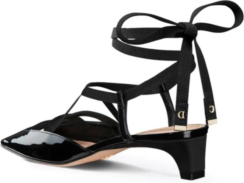 Dior Zwarte Leren Vierkante Neus Pumps Black Dames