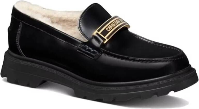 Dior Zwarte Loafer Schoenen Shearling Ss22 Black Dames
