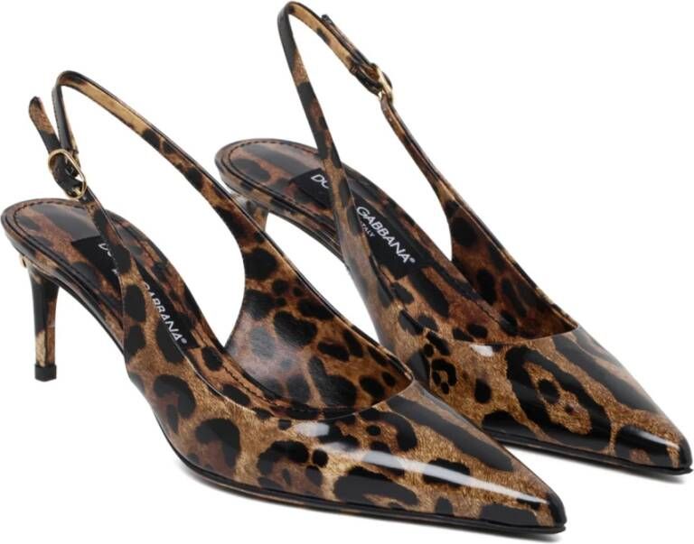 Dolce & Gabbana Animalier Bruin Kalfsleren Slingback Pumps Bruin Dames