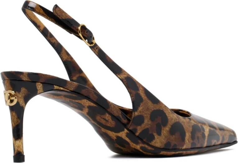 Dolce & Gabbana Animalier Bruin Kalfsleren Slingback Pumps Bruin Dames